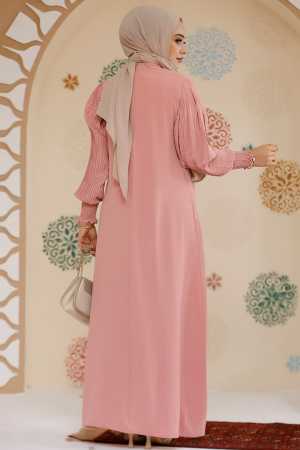 Modest Powder Pink Dress For Women 10124PD - 3