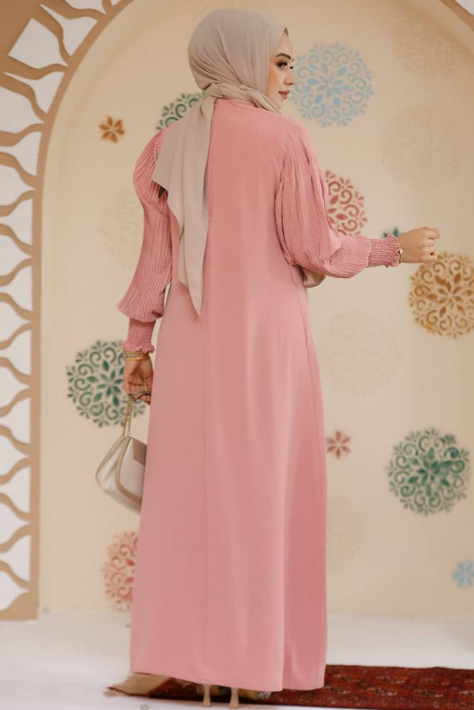 Modest Powder Pink Dress For Women 10124PD - 3