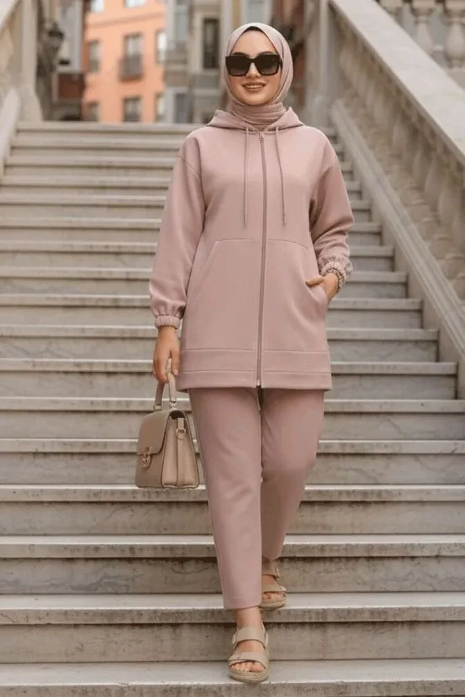 Modest Powder Pink Dual Suit 10400PD - 1