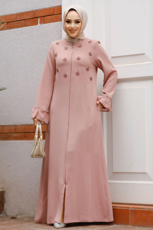 Modest Powder Pink Dubai Abaya 520090PD - 2