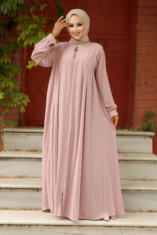 Modest Powder Pink Dubai Abaya 520180PD - 2