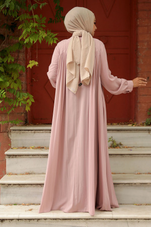 Modest Powder Pink Dubai Abaya 520180PD - 3