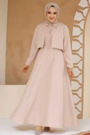 Modest Powder Pink Eid Dress 61462PD - 1