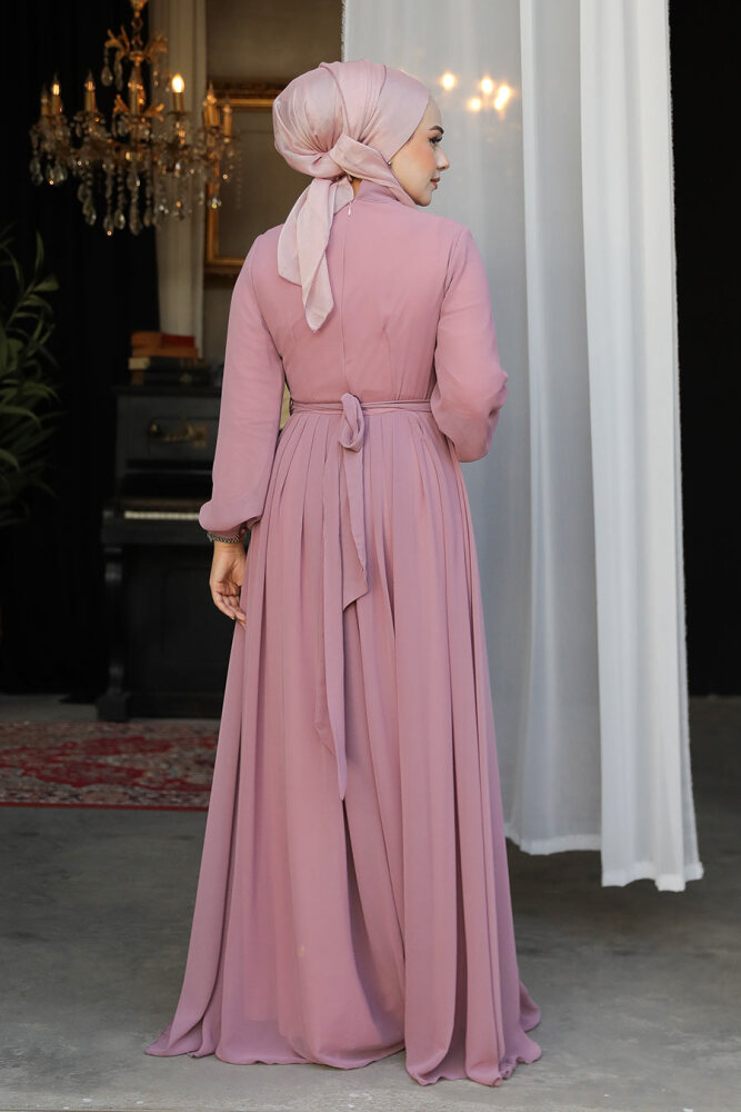 Modest Powder Pink Evening Dress 25888PD - 2