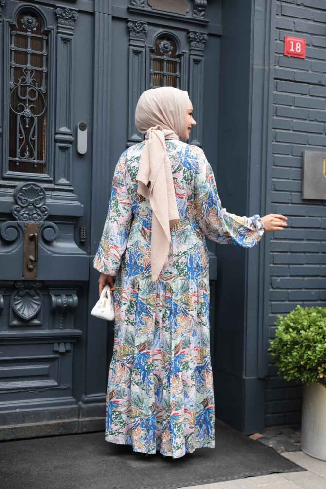 Modest Powder Pink Floral Dress 235805PD - 3