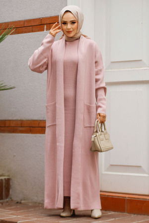Modest Powder Pink Knitwear Dual Suit 50049PD - 3