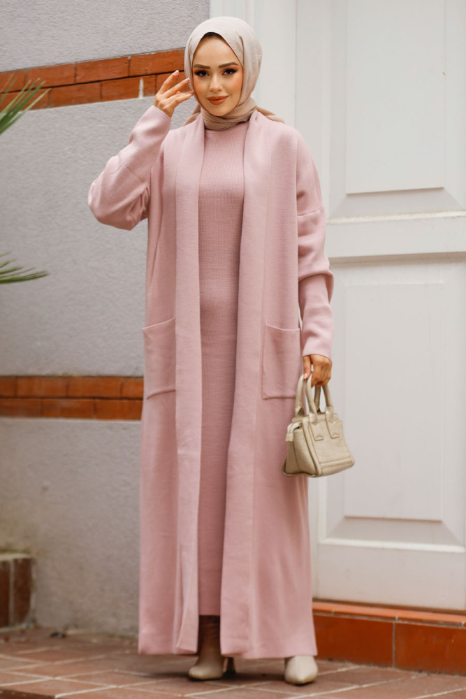 Modest Powder Pink Knitwear Dual Suit 50049PD - 3