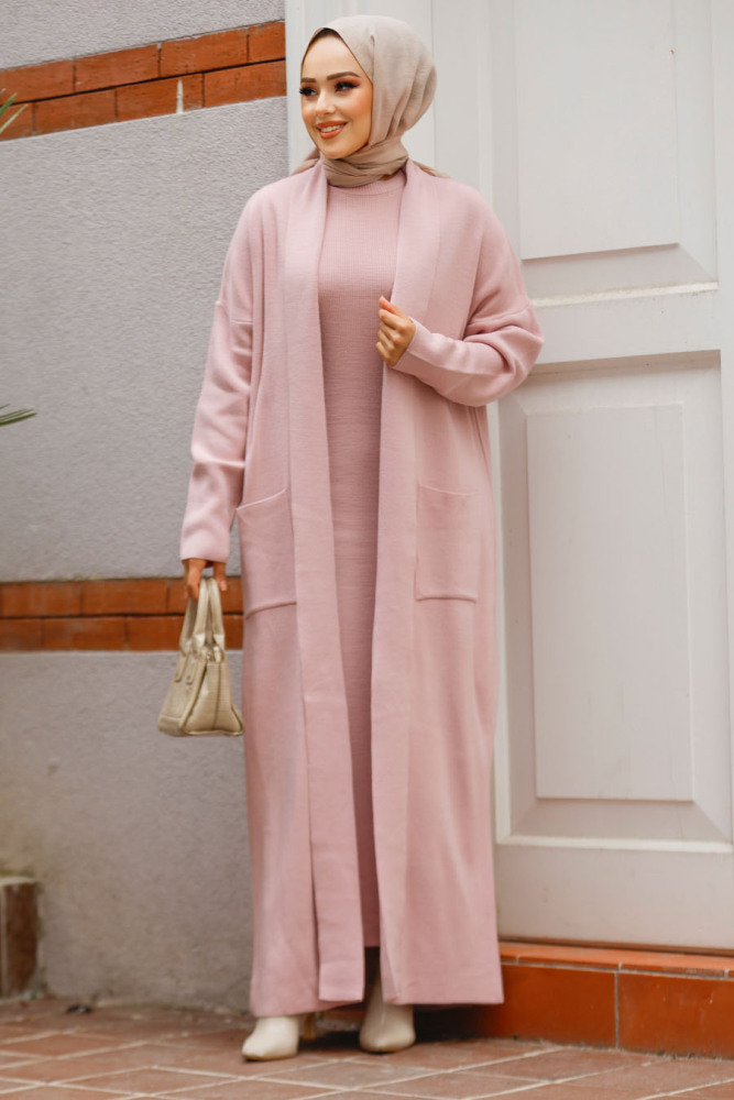 Modest Powder Pink Knitwear Dual Suit 50049PD - 1