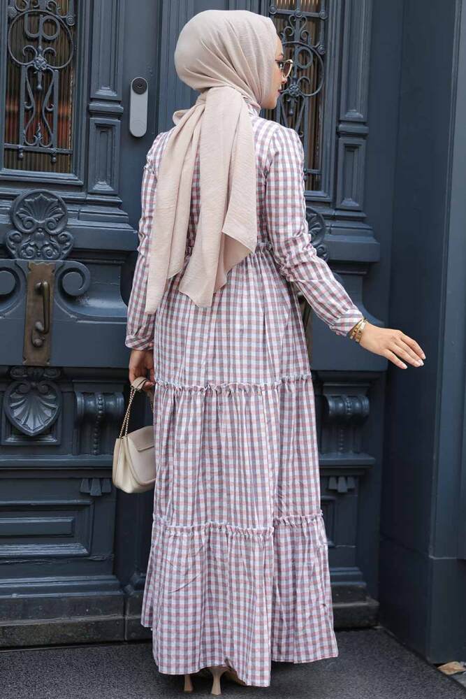 Modest Powder Pink Long Sleeve Dress 2702PD - 4
