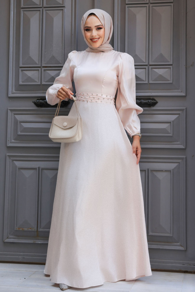 Modest Powder Pink Prom Dress 23301PD - 1