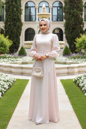 Modest Powder Pink Prom Dress 23301PD - 1