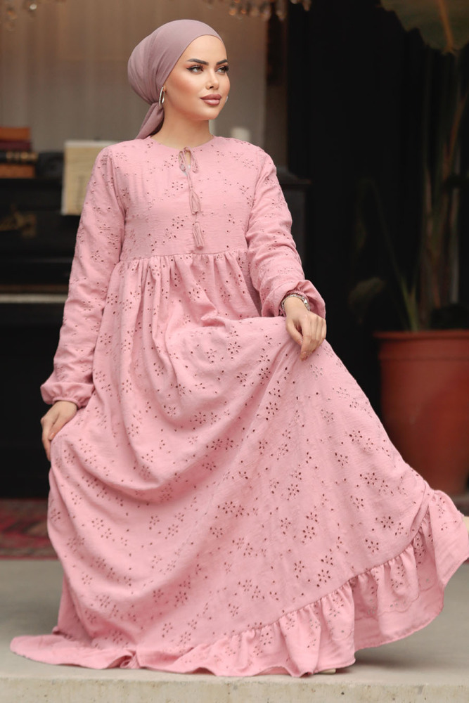 Modest Powder Pink Summer Dress 23201PD - 2