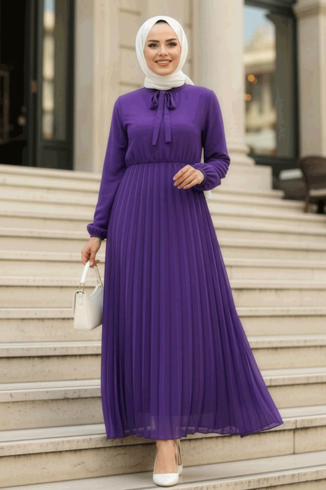 Modest Purple Chiffon Maxi Dresses 50351MOR - 1