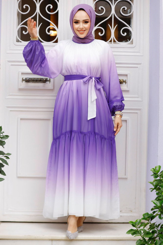 Modest Purple Long Dress 12536MOR - 2