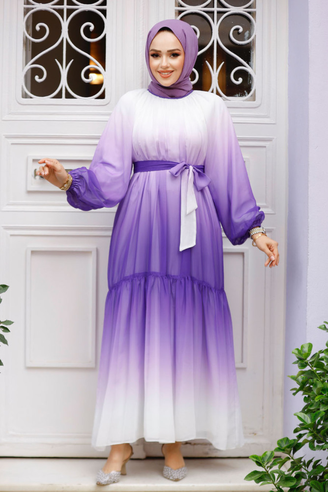 Modest Purple Long Dress 12536MOR - 3