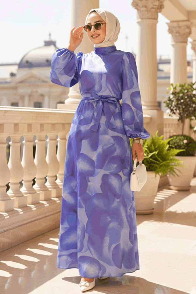 Modest Purple Long Sleeve Dress 23424MOR - 1