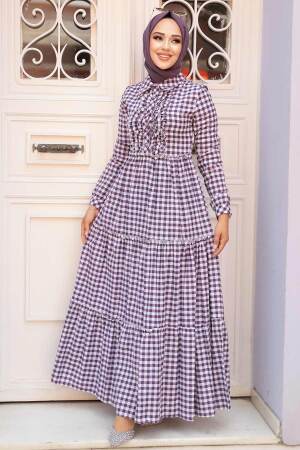 Modest Purple Long Sleeve Dress 2702MOR - 1