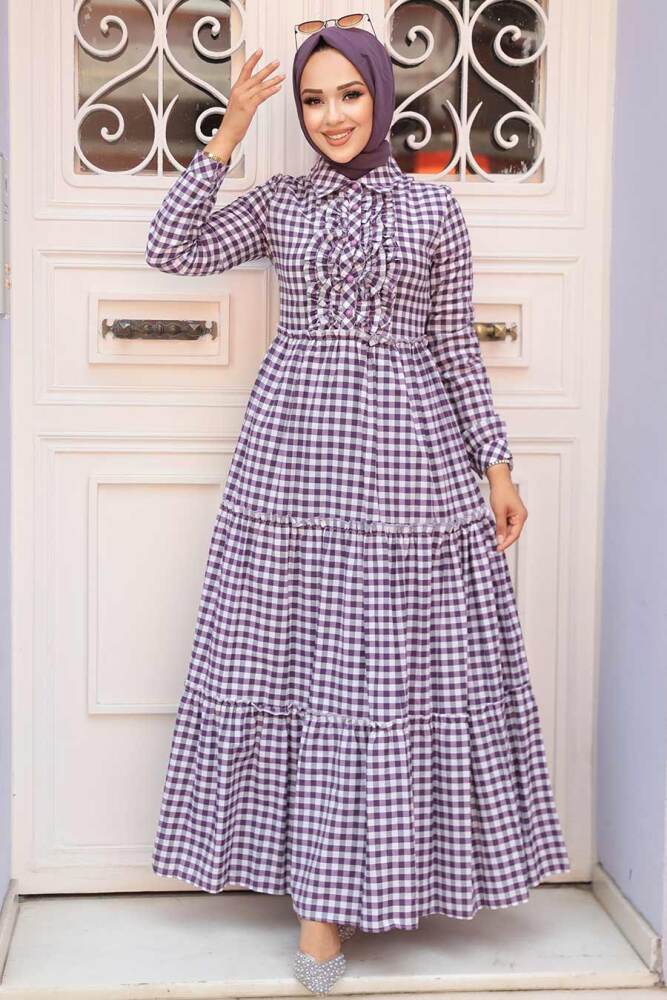Modest Purple Long Sleeve Dress 2702MOR - 2