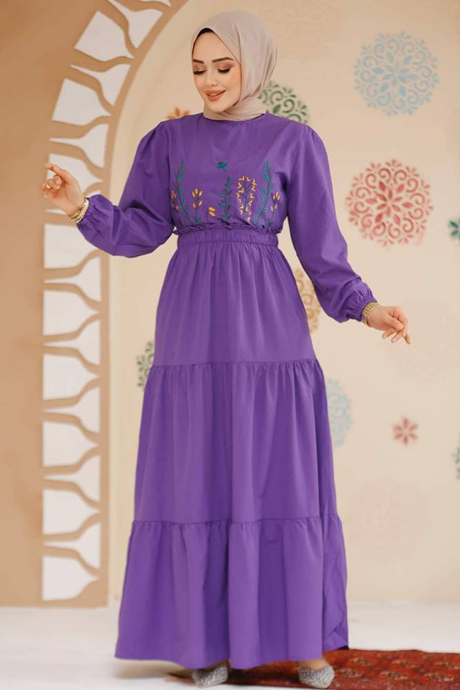 Modest Purple Maxi Dress 7063MOR - 1