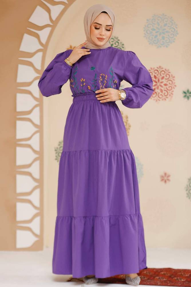 Modest Purple Maxi Dress 7063MOR - 2