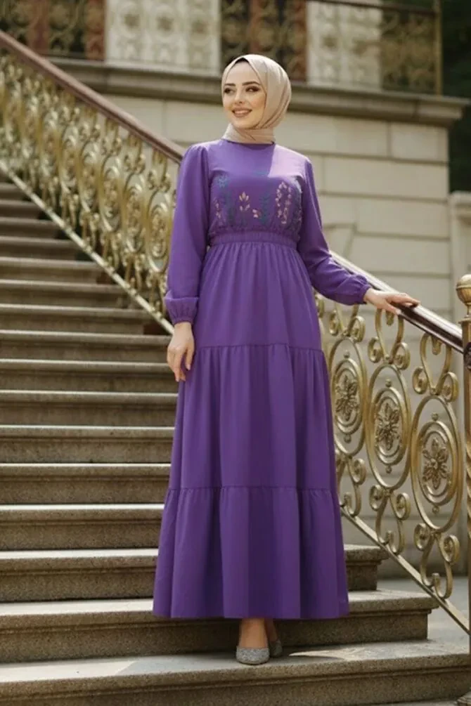 Modest Purple Maxi Dress 7063MOR - 1