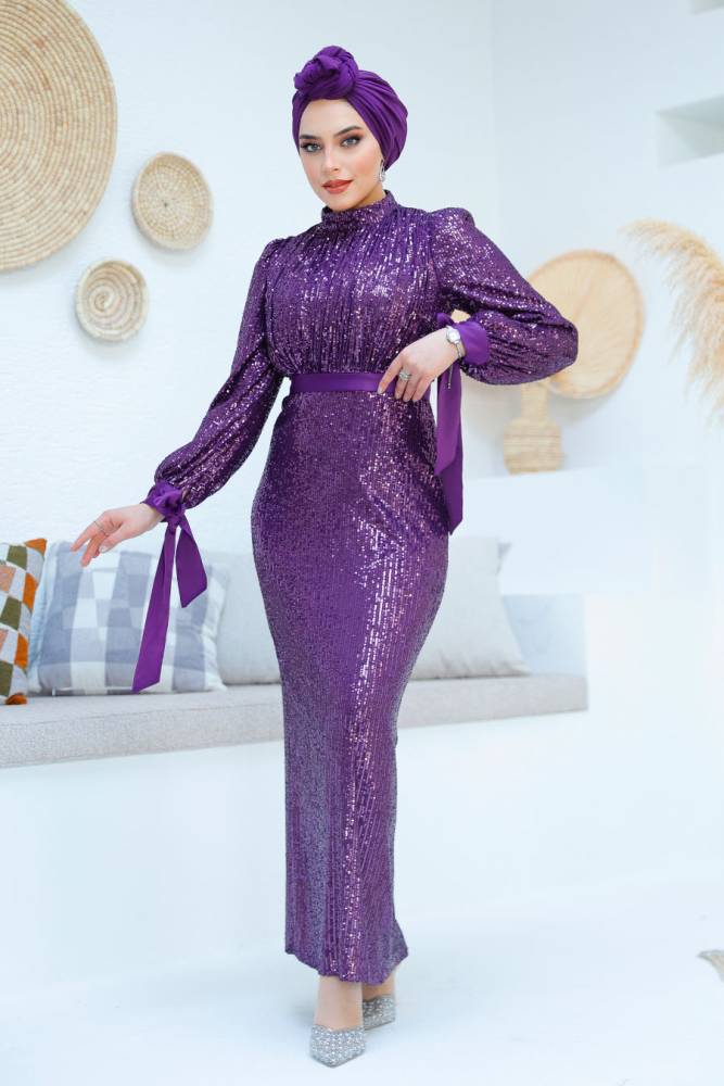 Modest Purple Prom Dress 4667MOR - 3