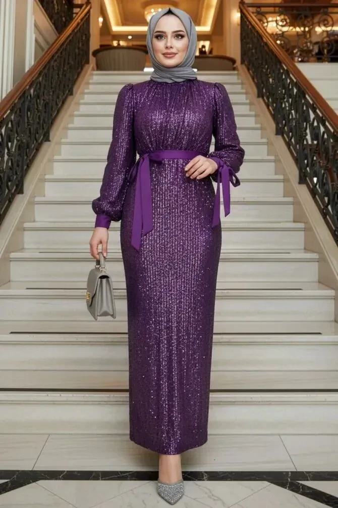 Modest Purple Prom Dress 4667MOR - 1