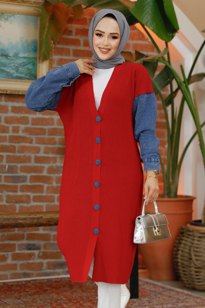 Modest Red Knitwear Cardigan 87771K - 2
