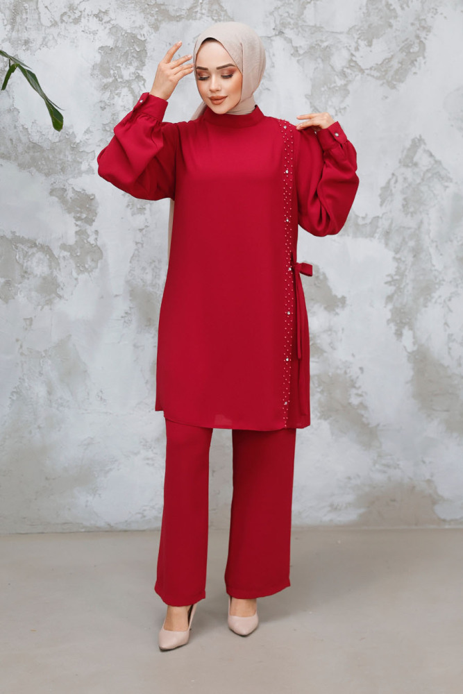 Modest Red Plus Size Dual Suit 65882K - 1