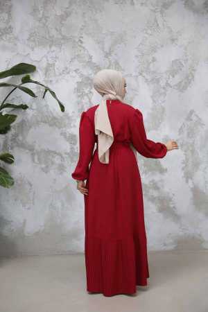 Modest Red Summer Dress 65878K - 4