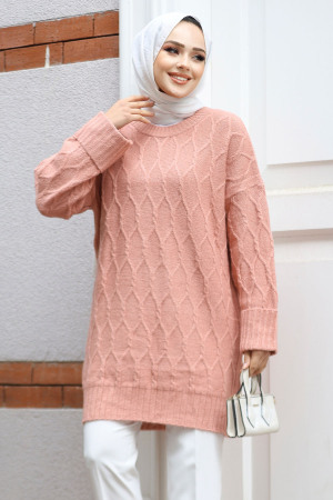 Modest Salmon Pink Knitwear Tunic 10241SMN - 2