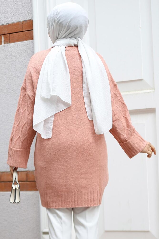 Modest Salmon Pink Knitwear Tunic 10241SMN - 3