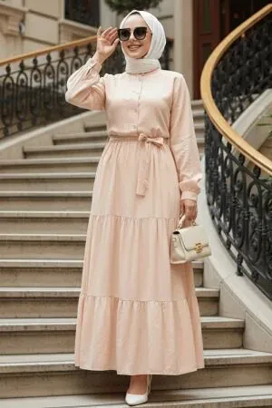 Modest Salmon Pink Long Dress 22042SMN 