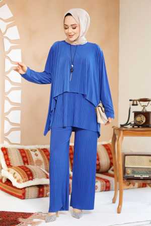 Modest Sax Blue Plus Size Dual Suit 70212SX - 2