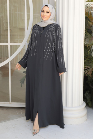 Modest Smoke Color Abaya For Women 29111FU - 1