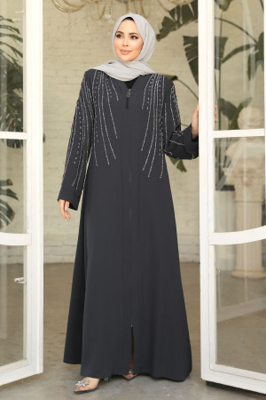 Modest Smoke Color Abaya For Women 29111FU - 2