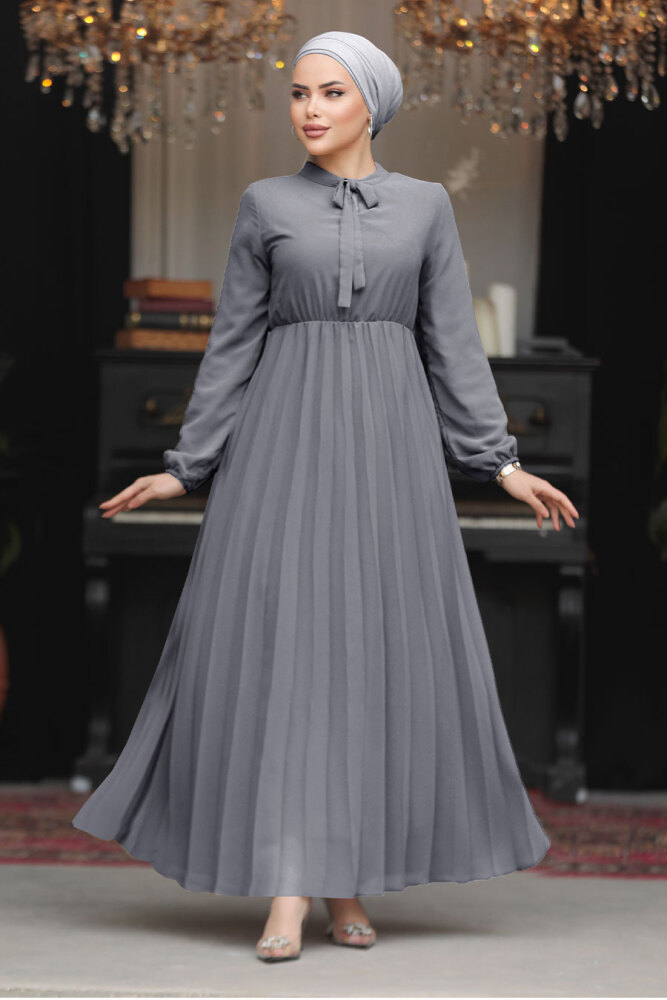Modest Smoke Color Chiffon Maxi Dresses 50351FU - 1