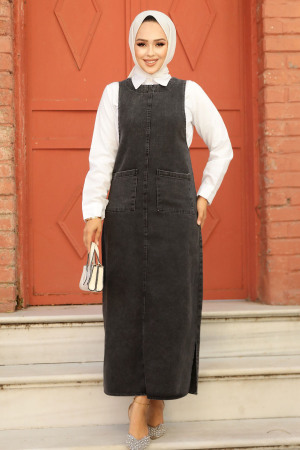 Modest Smoke Color Denim Dress 19011FU - 1