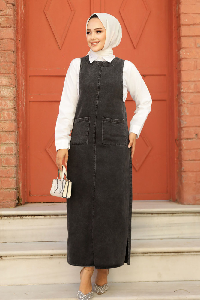 Modest Smoke Color Denim Dress 19011FU - 2