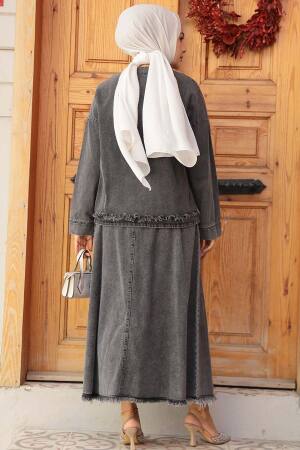 Modest Smoke Color Denim Dual Suit 19012FU - 3