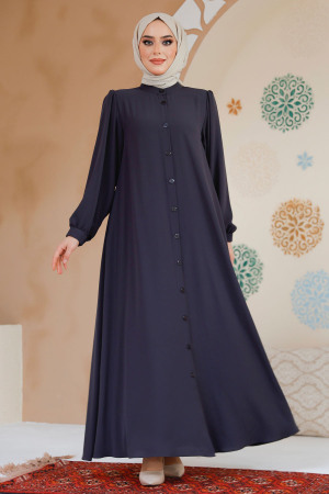 Modest Smoke Color Dubai Abaya 45283FU - 2