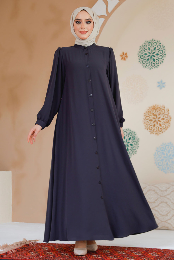 Modest Smoke Color Dubai Abaya 45283FU - 2
