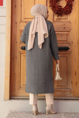 Modest Smoke Color Knitwear Cardigan 35531FU - 3