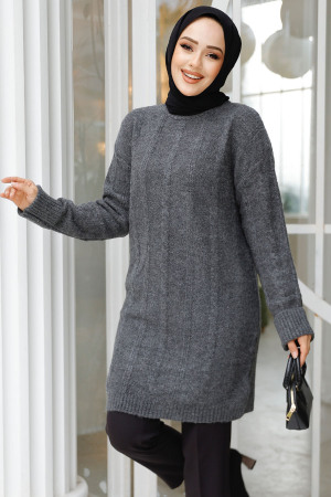 Modest Smoke Color Knitwear Jumper Top 20051FU - 2