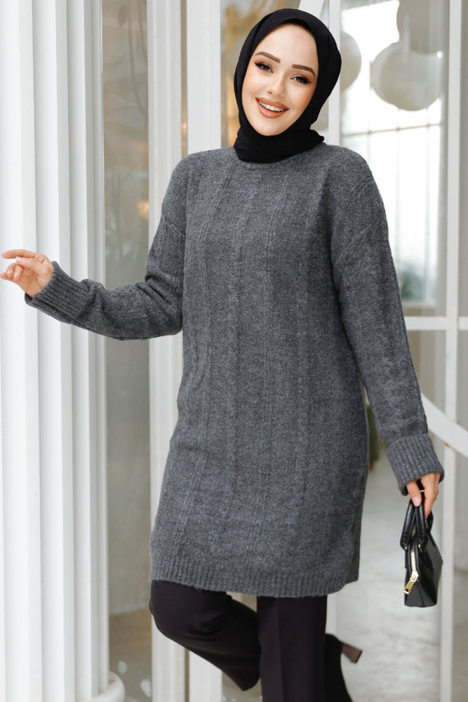 Modest Smoke Color Knitwear Jumper Top 20051FU - 2