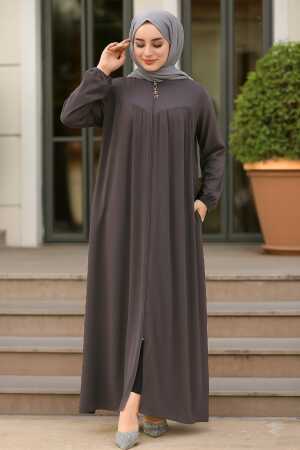 Modest Smoke Color Plus Size Abaya 45285FU 