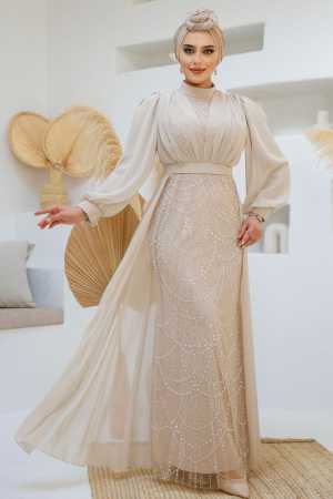 Modest Stone Islamic Clothing Evening Dress 46301TAS - 2