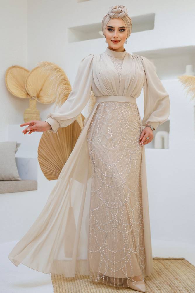 Modest Stone Islamic Clothing Evening Dress 46301TAS - 2