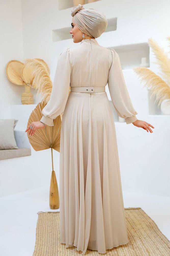 Modest Stone Islamic Clothing Evening Dress 46301TAS - 5