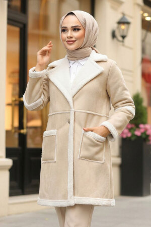 Modest Stone Suede Coat 61412TAS - 1